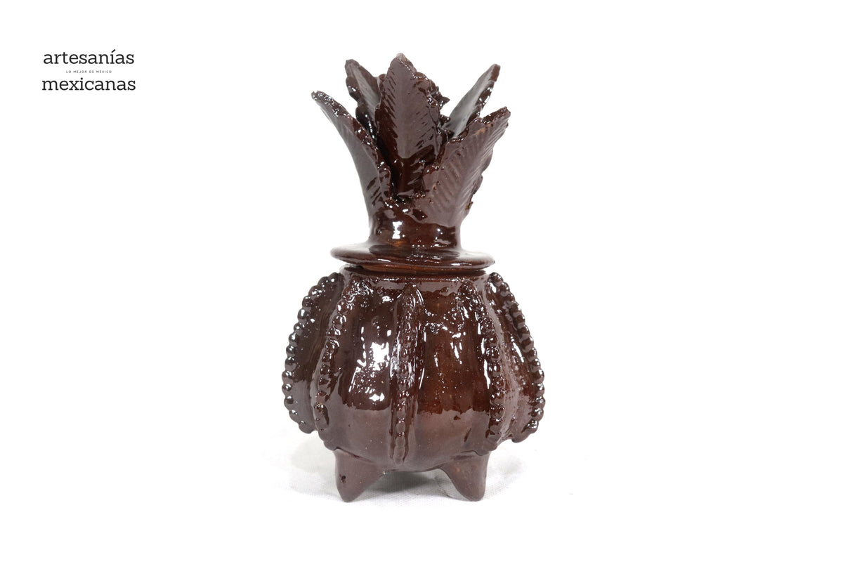 Piña michoacana de barro - Marrón pequeña biznaga - 19 cm. 7.7 in.