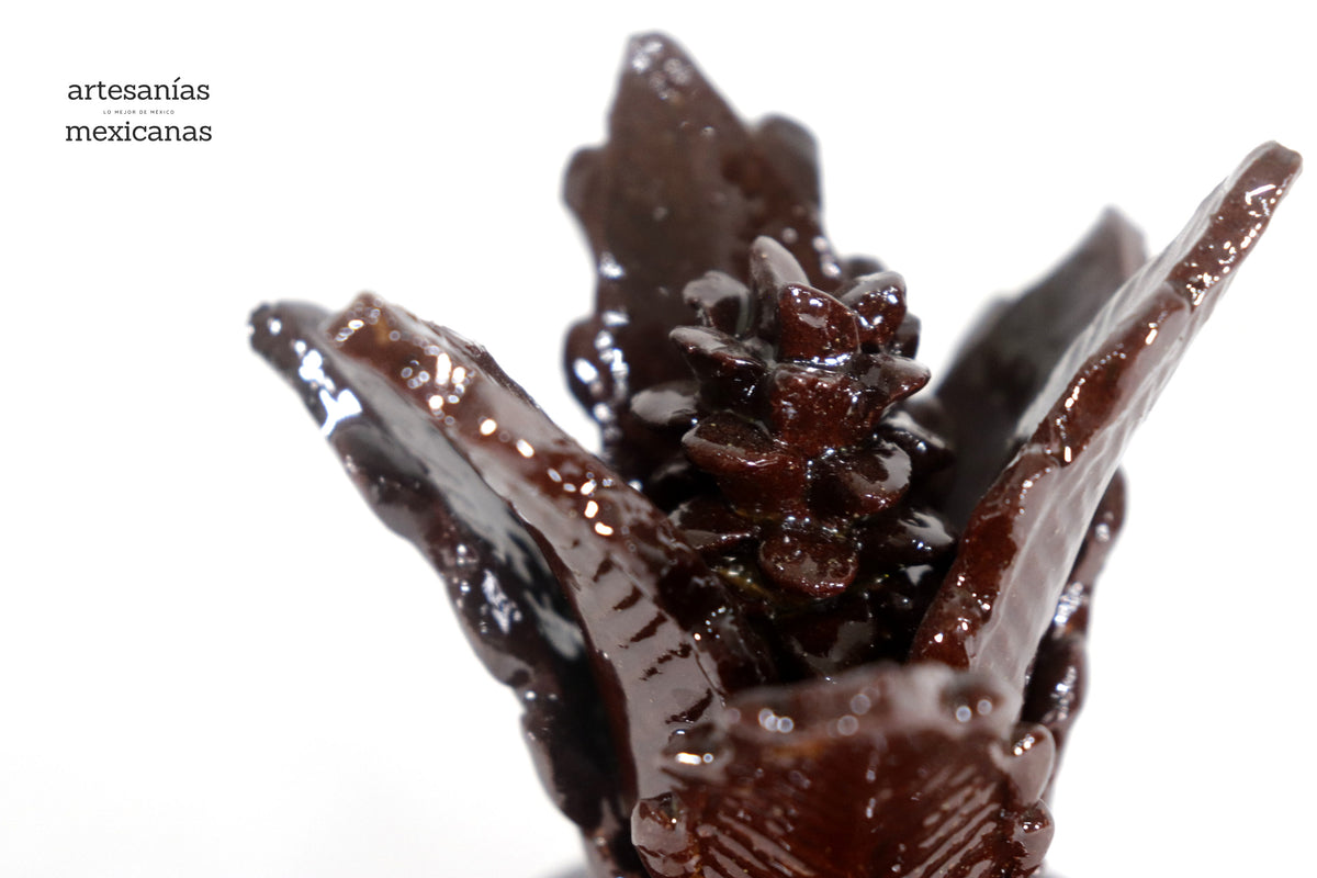 Piña michoacana de barro - Marrón pequeña biznaga - 19 cm. 7.7 in.