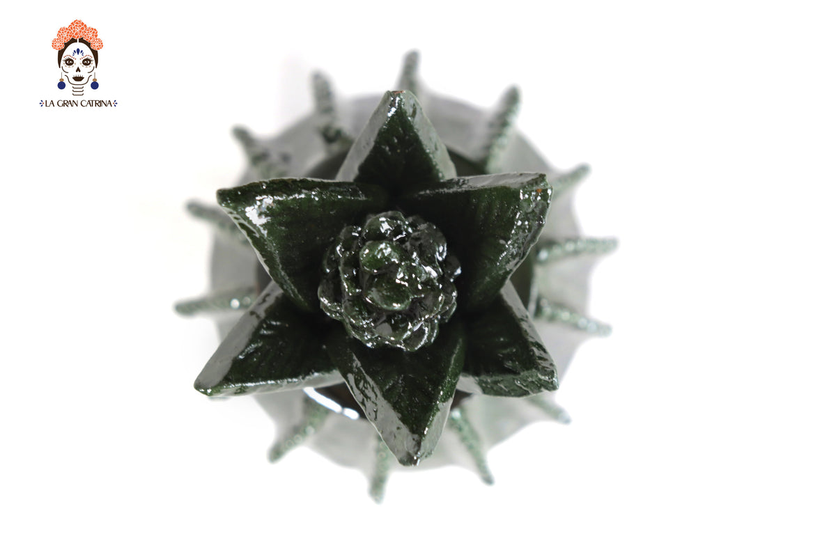 Piña michoacana de barro - Verde pequeña biznaga - 19 cm. 7.7 in. - Sobre Pedido