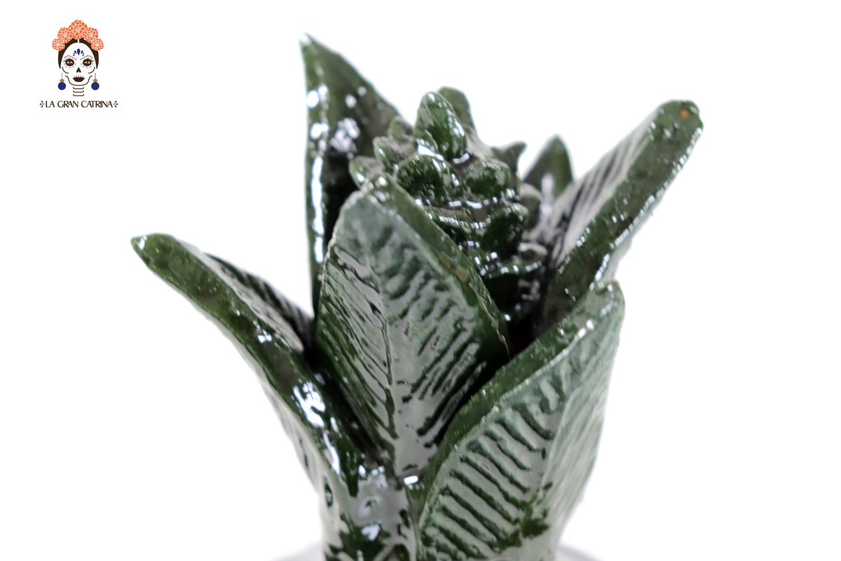 Piña michoacana de barro - Verde pequeña biznaga - 19 cm. 7.7 in. - Sobre Pedido