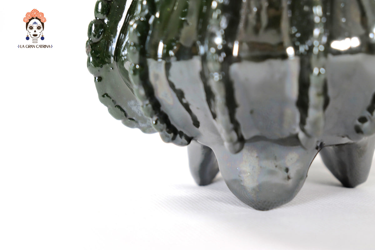 Piña michoacana de barro - Verde pequeña biznaga - 19 cm. 7.7 in. - Sobre Pedido