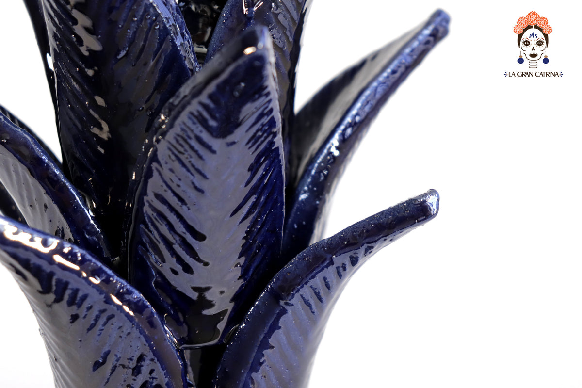 Piña michoacana de barro - Azul de picos - 32 cm. 13 in. Piña