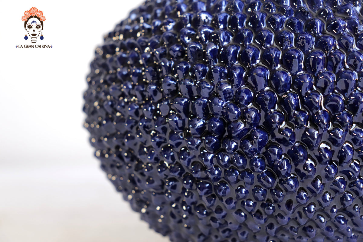 Piña michoacana de barro - Azul de picos - 32 cm. 13 in. Piña