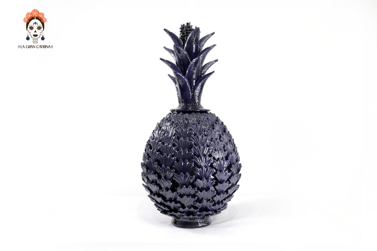 Piña michoacana de barro - Azul de Hojas - 50 cm. 19.6 in. - Sobre Pedido
