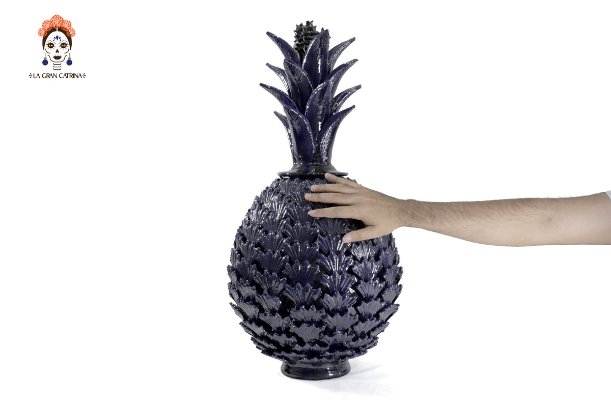 Piña michoacana de barro - Azul de Hojas - 50 cm. 19.6 in. - Sobre Pedido