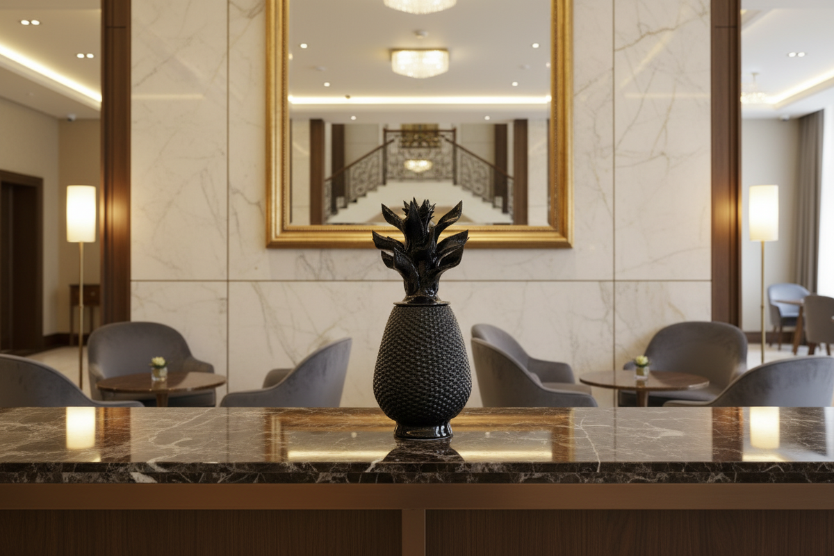 Piña azul de tejido de tapa ondulada - 50 cm. 20 in.