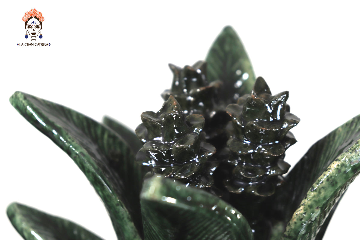 Piña michoacana de barro - Verde de Flores - Tangancícuaro - 45 cm. 18 in.- Sobre Pedido