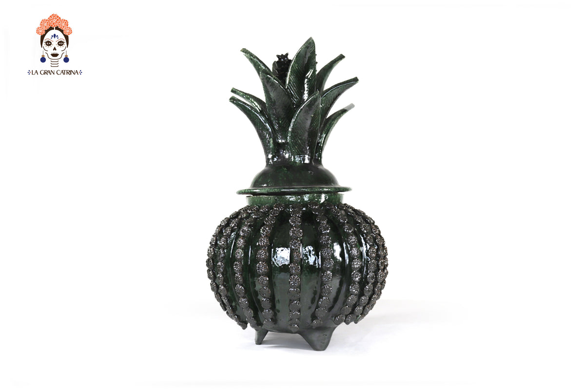 Piña michoacana de barro - Biznaga verde de Flores - Tangancícuaro - 45 cm. 18 in.