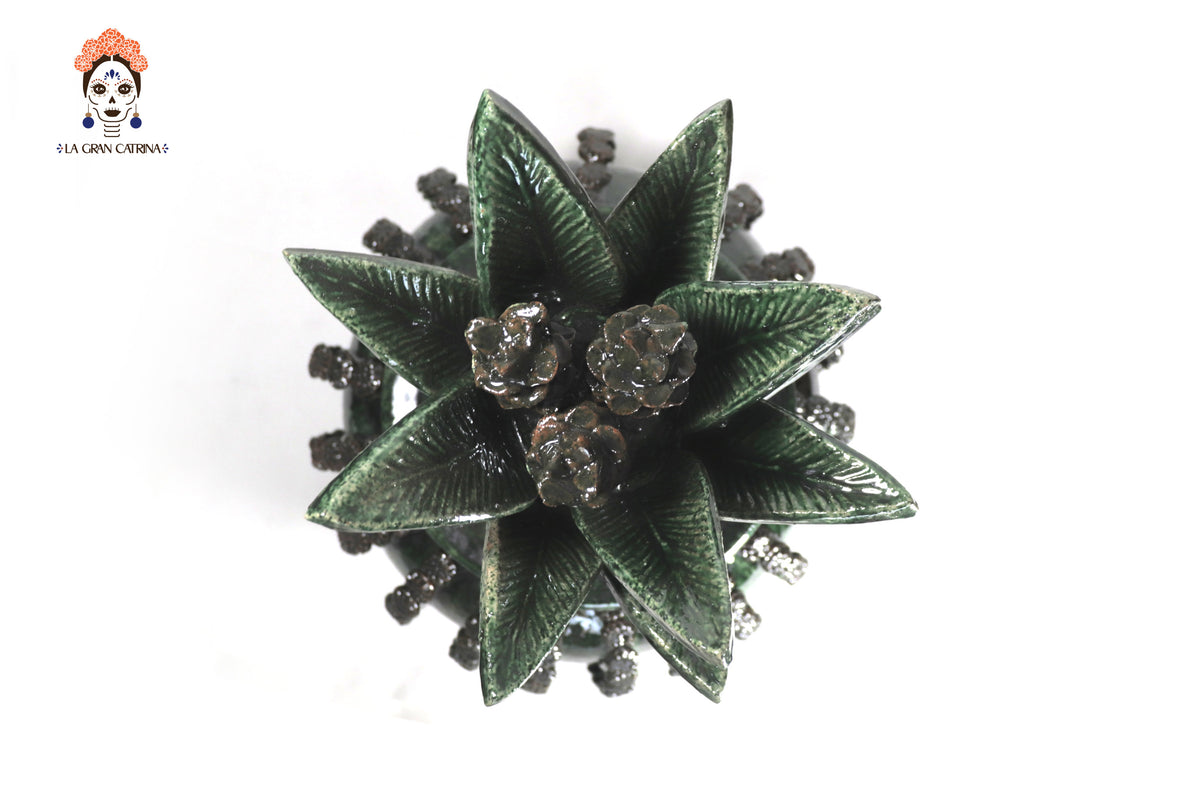 Piña michoacana de barro - Biznaga verde de Flores - Tangancícuaro - 45 cm. 18 in.