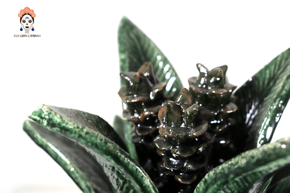 Piña michoacana de barro - Biznaga verde de Flores - Tangancícuaro - 45 cm. 18 in.