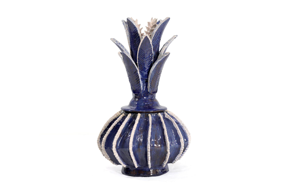 Piña biznaga azul con beige - 33 cm. 12.9 in. Piña