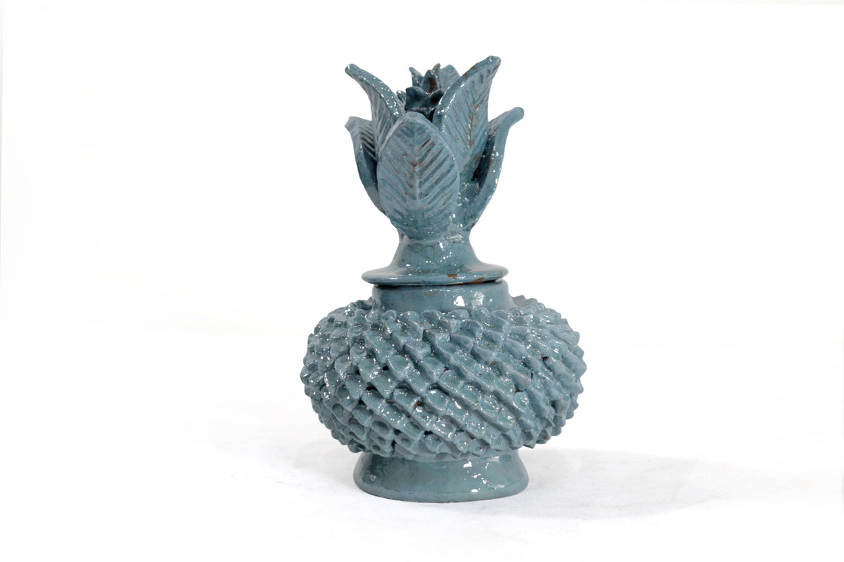 Piña Pequeña Turquesa de Ladrillo - 21 cm. 8.5 in.