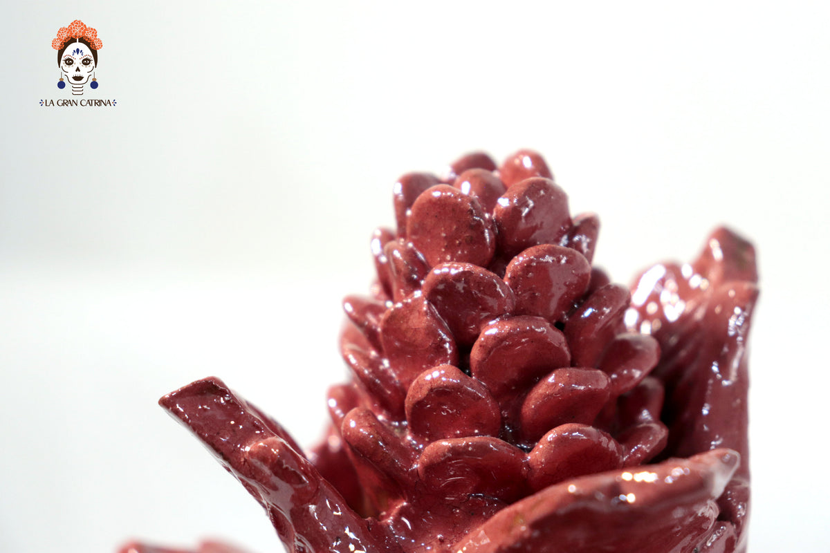 Piña michoacana de barro - Picos rojos - 28 cm. 11 in.