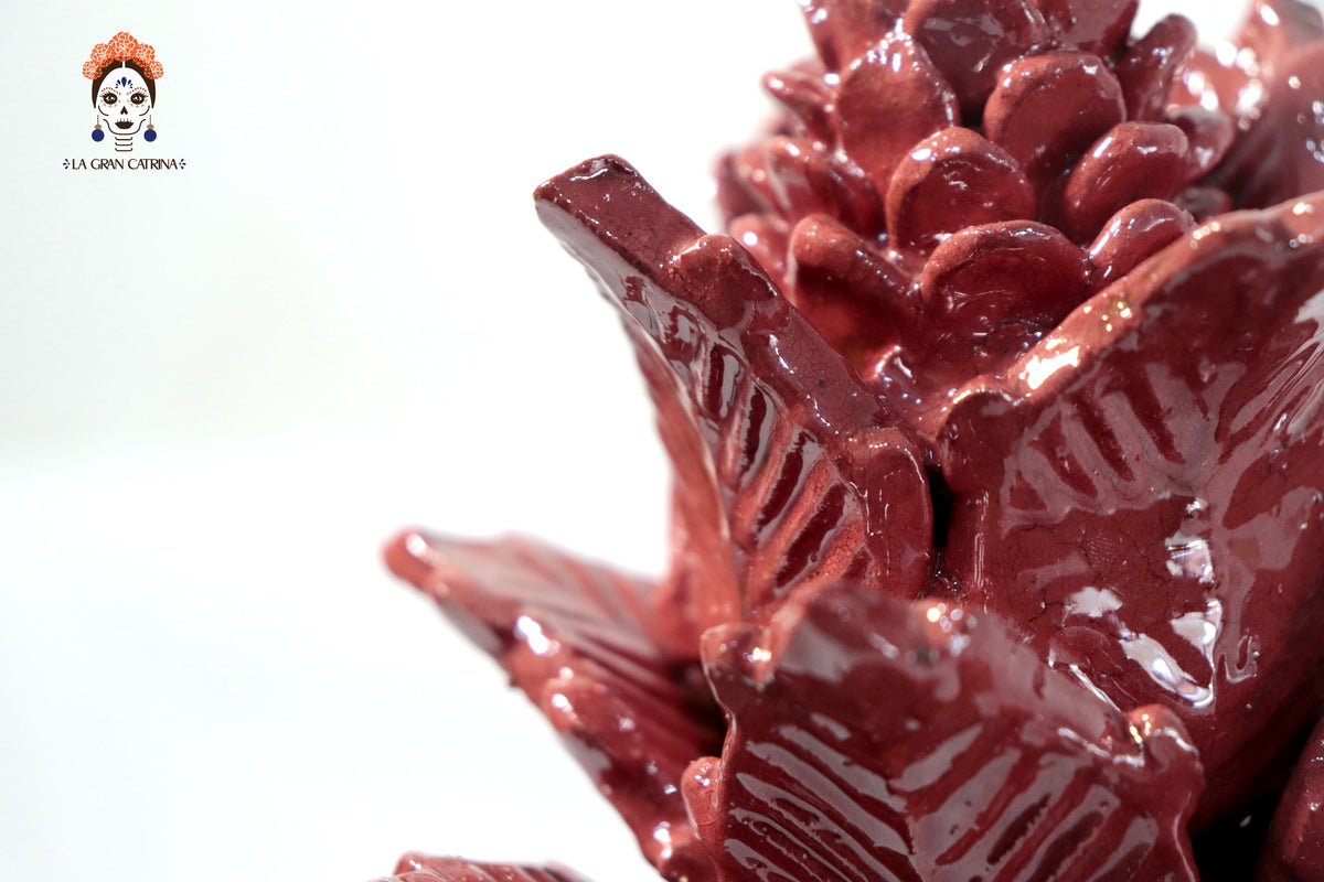 Piña michoacana de barro - Picos rojos - 28 cm. 11 in.