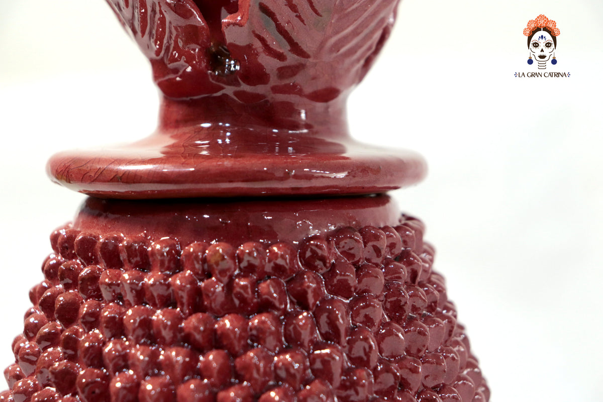 Piña michoacana de barro - Picos rojos - 28 cm. 11 in.