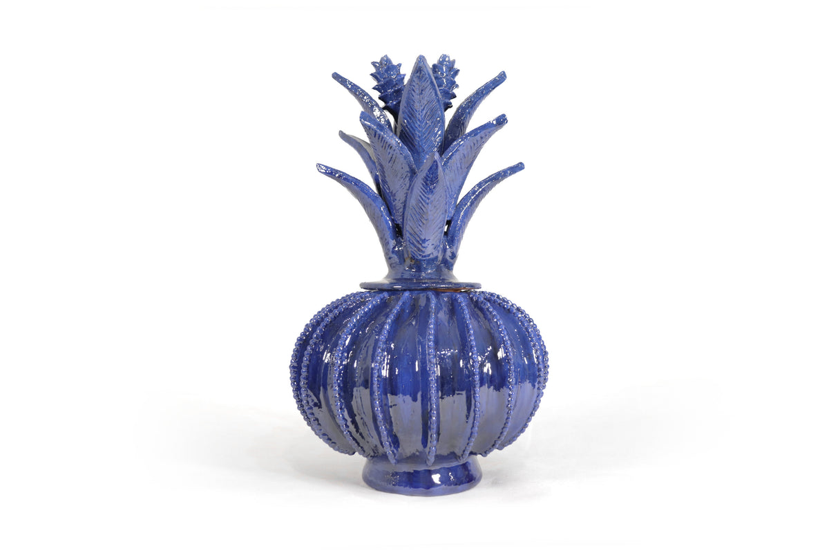 Piña michoacana de barro - Azul de biznaga - 32 cm. 13 in.