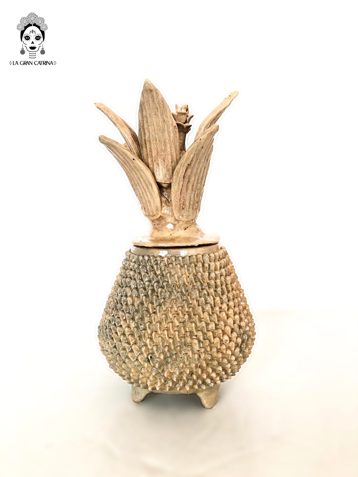 Piña michoacana de barro - Amarilla de picos - 35 cm. 14 in. - Sobre Pedido