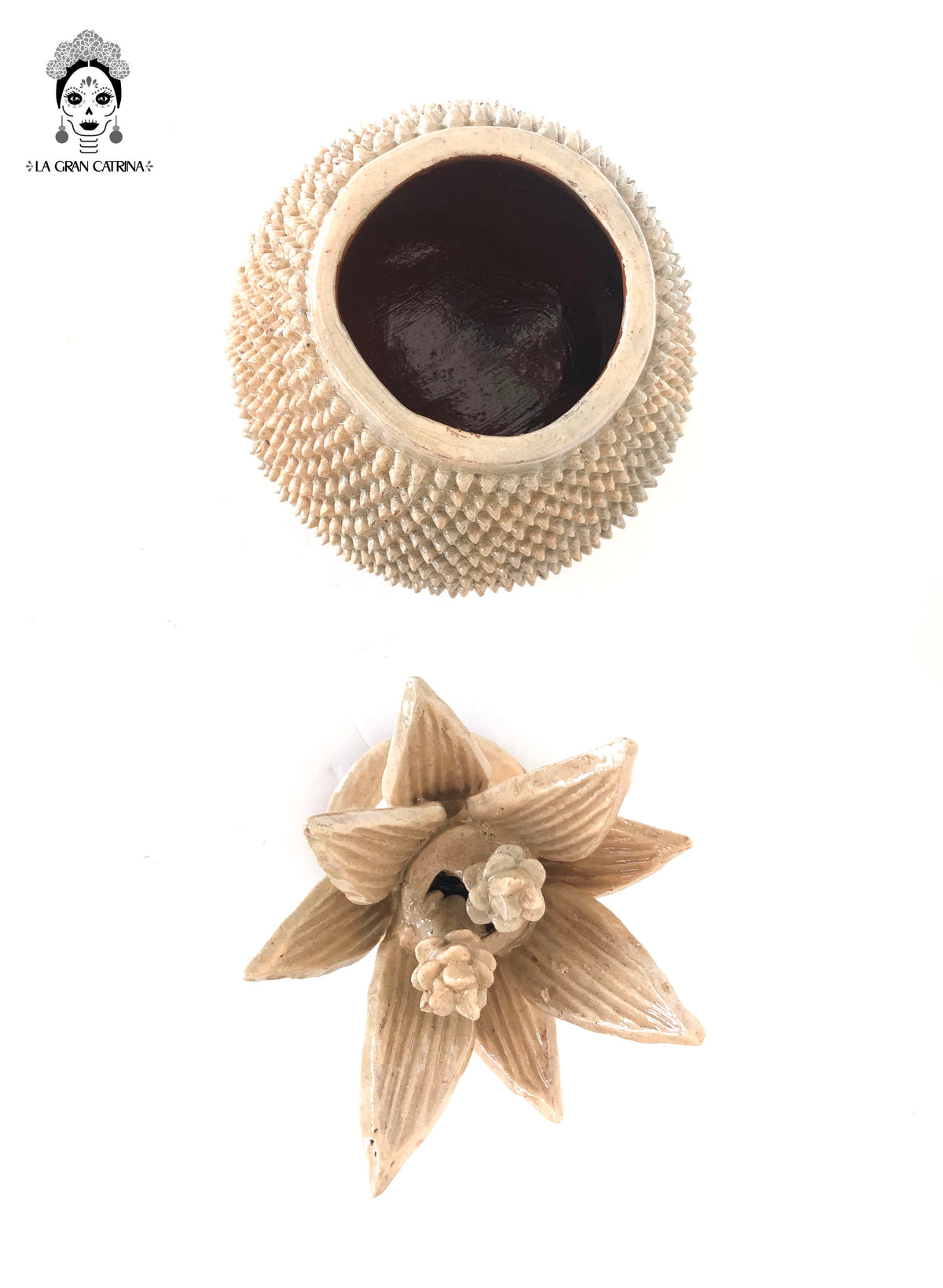 Piña michoacana de barro - Amarilla de picos - 35 cm. 14 in. - Sobre Pedido