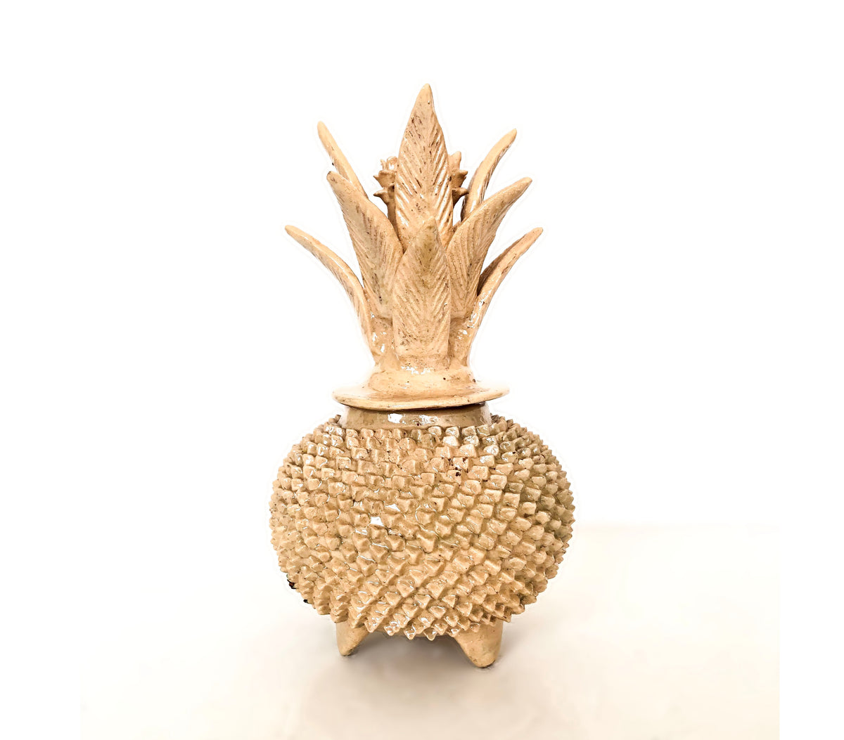 Piña michoacana de barro - Beige de picos - 32 cm. 13 in.
