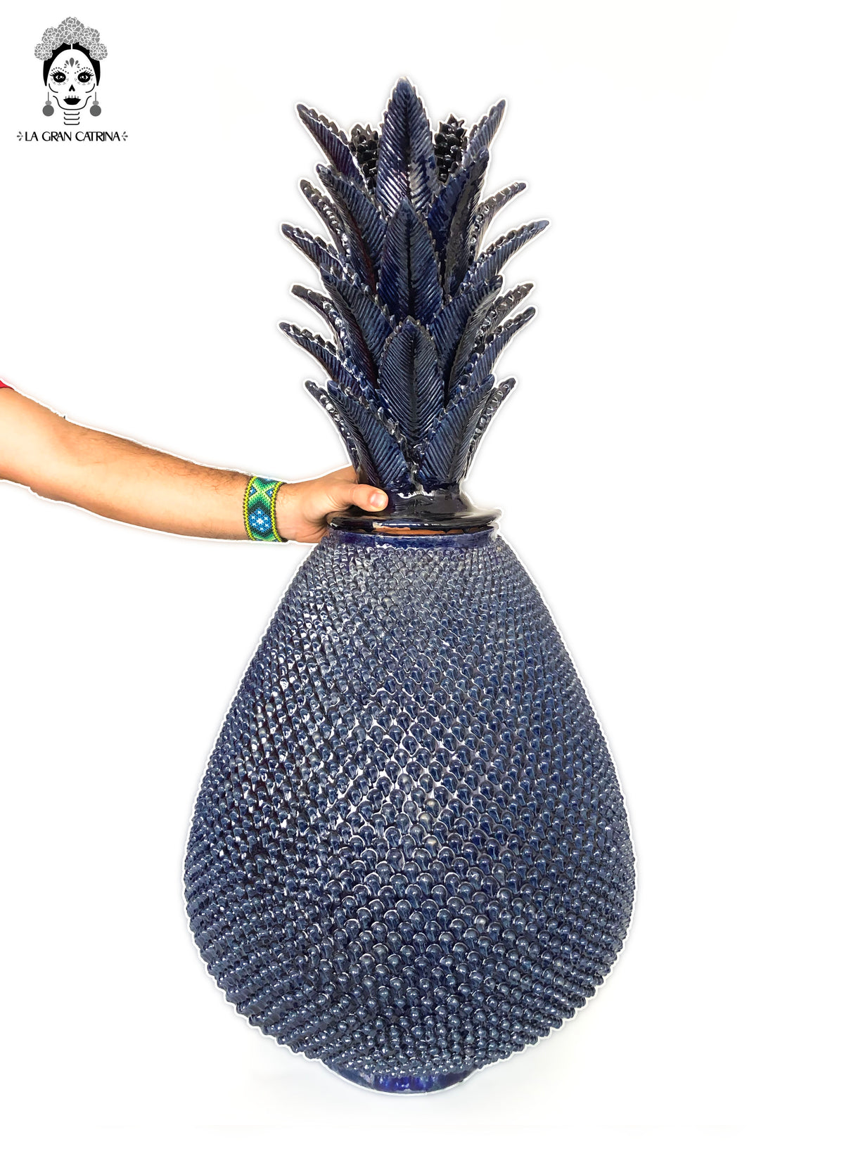 Piña michoacana de barro - Azul - 100 cm. 40 in. - Sobre pedido