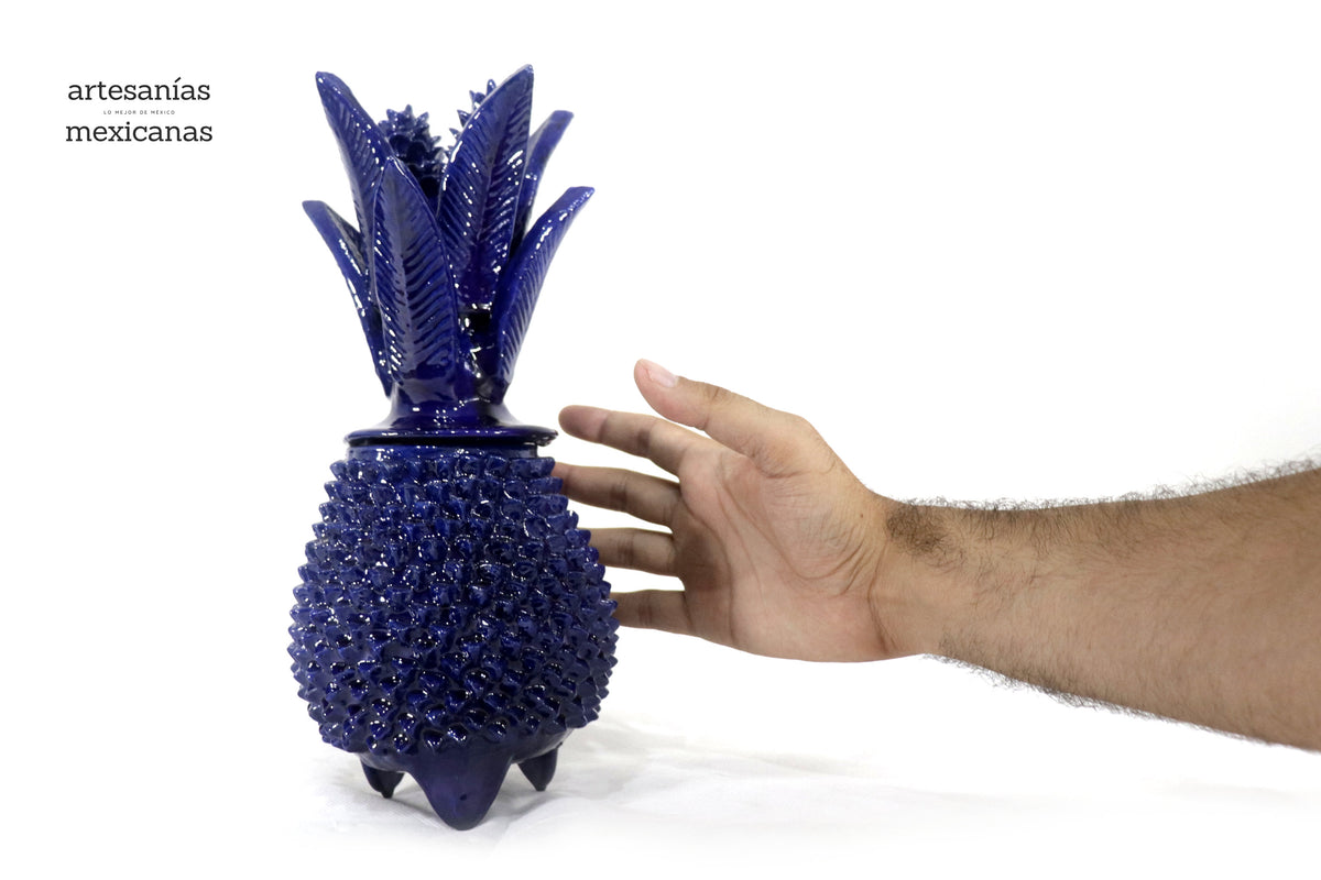 Piña michoacana de barro - Picos azules - 28 cm. 11 in.