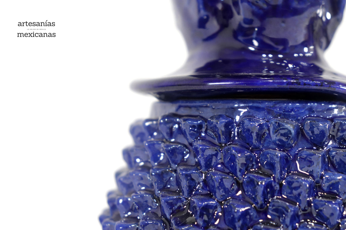 Piña michoacana de barro - Picos azules - 28 cm. 11 in.