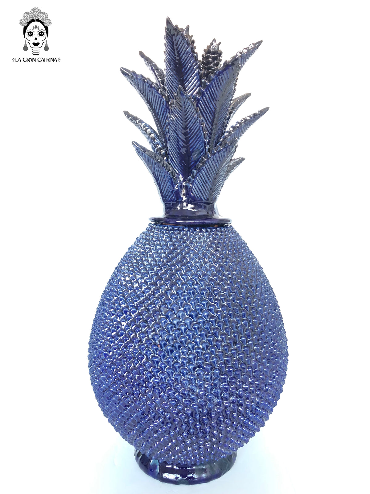 Piña michoacana de barro - 65 cm. 26 in. - Punteado azul