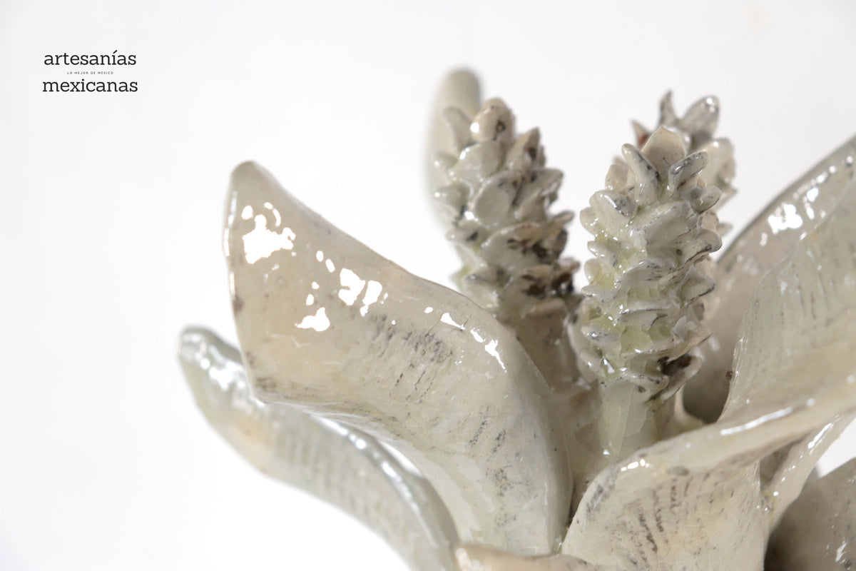 Piña de platillo de picos beige de tapa ondulada - 41 cm. 16 in. - Sobre Pedido