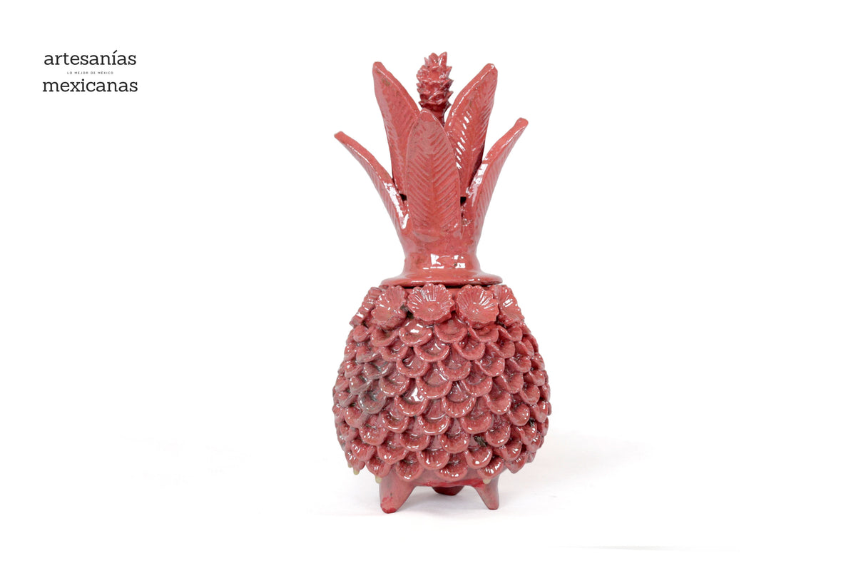 Piña de pétalos roja de barro vidriado - 29 cm. 11.4 in.