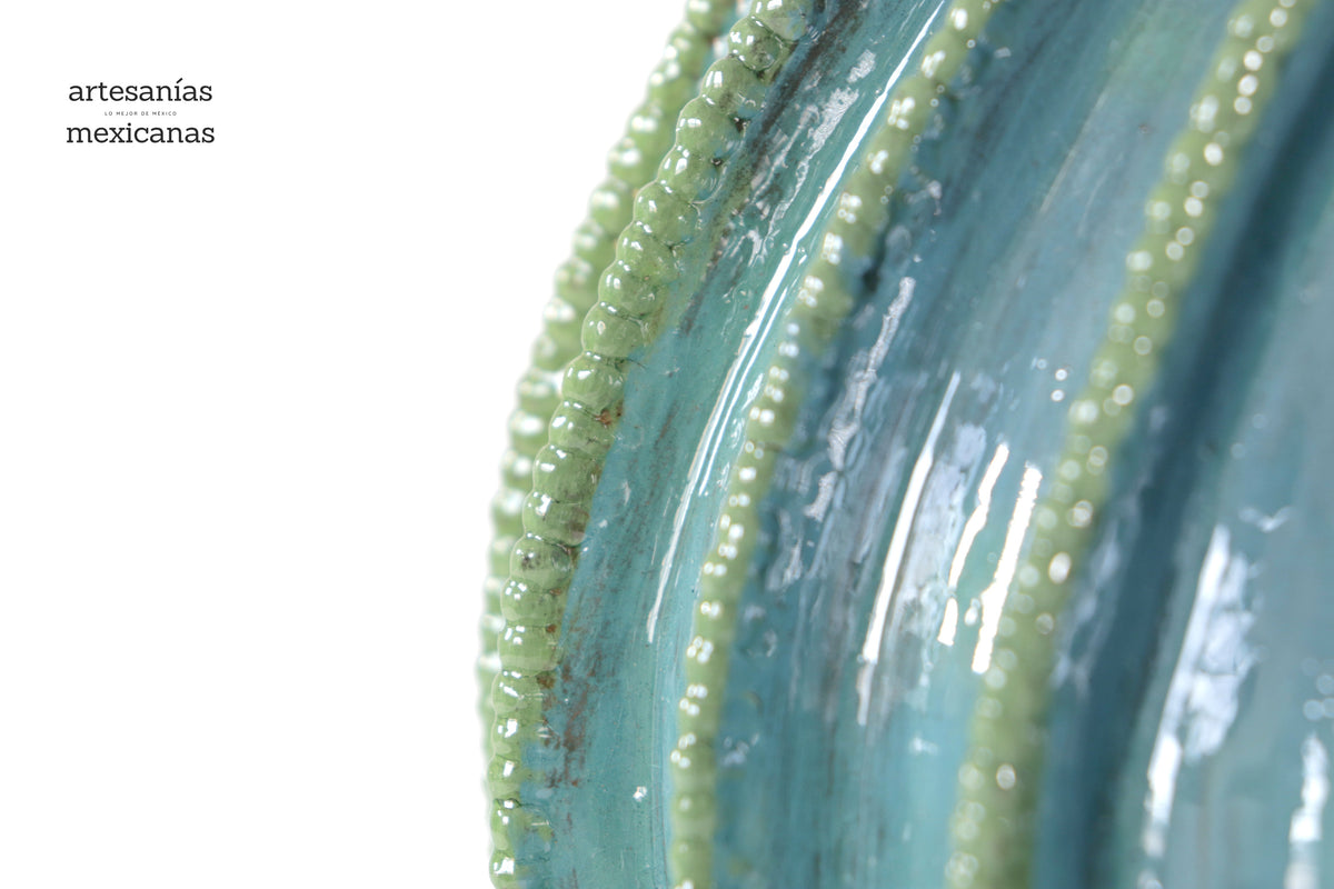 Piña biznaga turquesa con olivo - 48 cm. 18.8 in.