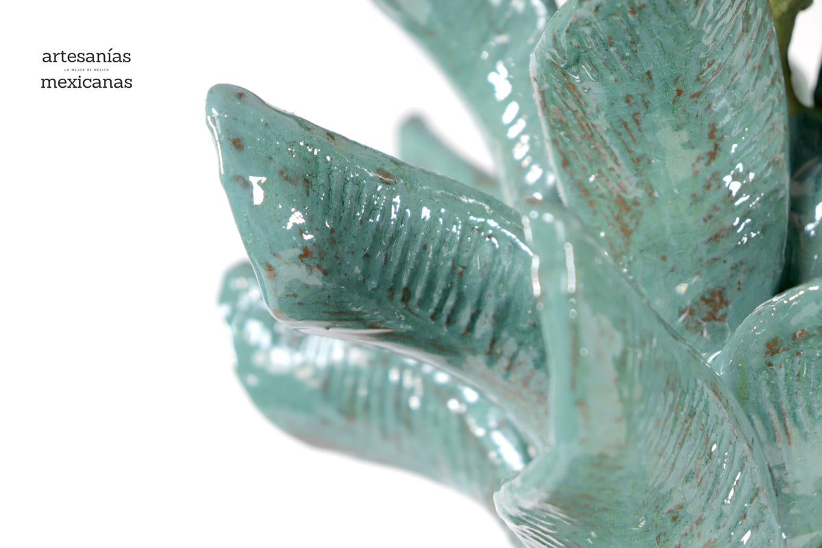 Piña biznaga turquesa con olivo - 48 cm. 18.8 in.