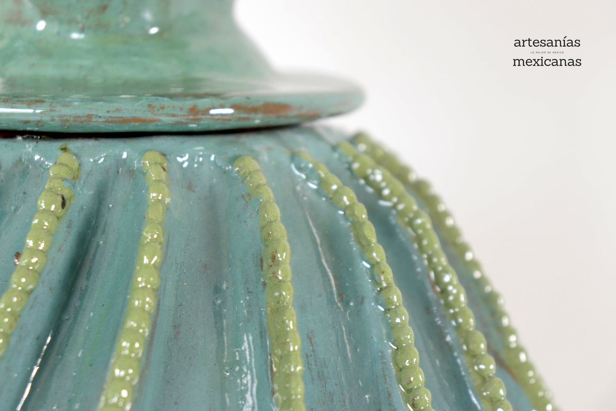 Piña biznaga turquesa con olivo - 48 cm. 18.8 in.