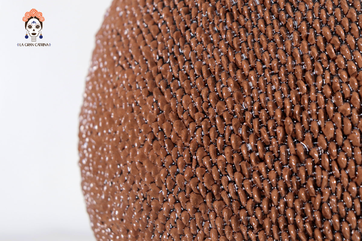 Piña michoacana de barro - Cafe de punteado fino - 70 cm. 27.5 in. - Sobre Pedido 3+ Pz. Piña