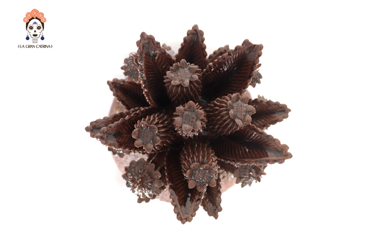 Piña michoacana de barro - Cafe de punteado fino - 70 cm. 27.5 in. - Sobre Pedido 3+ Pz. Piña