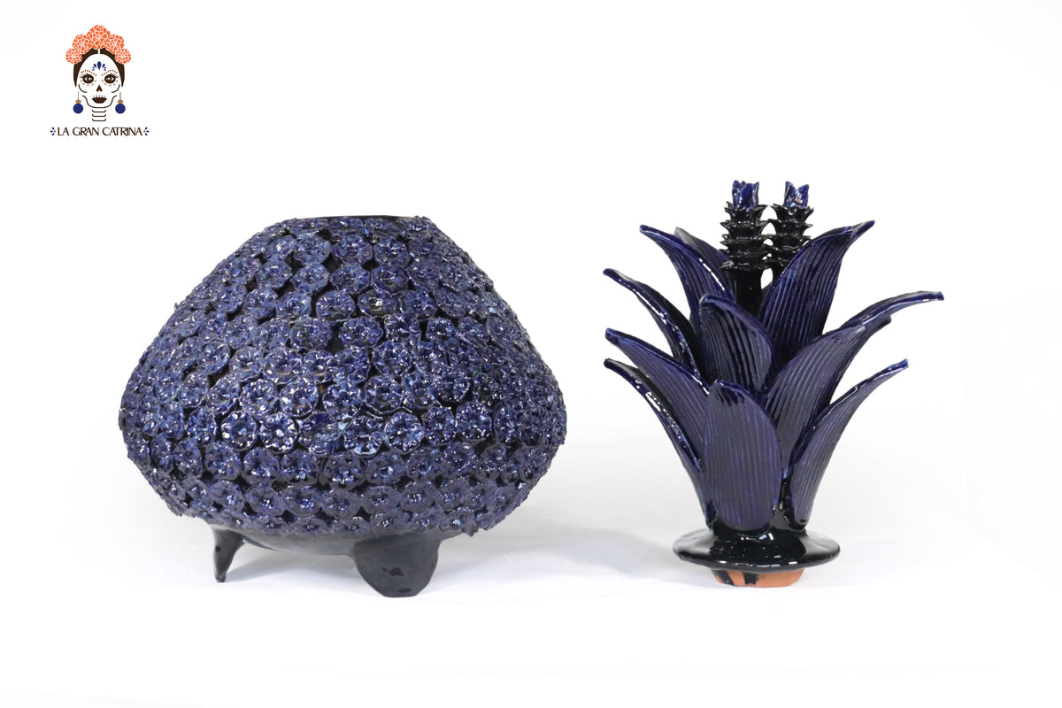 Piña de Disco - Flores azules - 50 cm. 19.6 in.