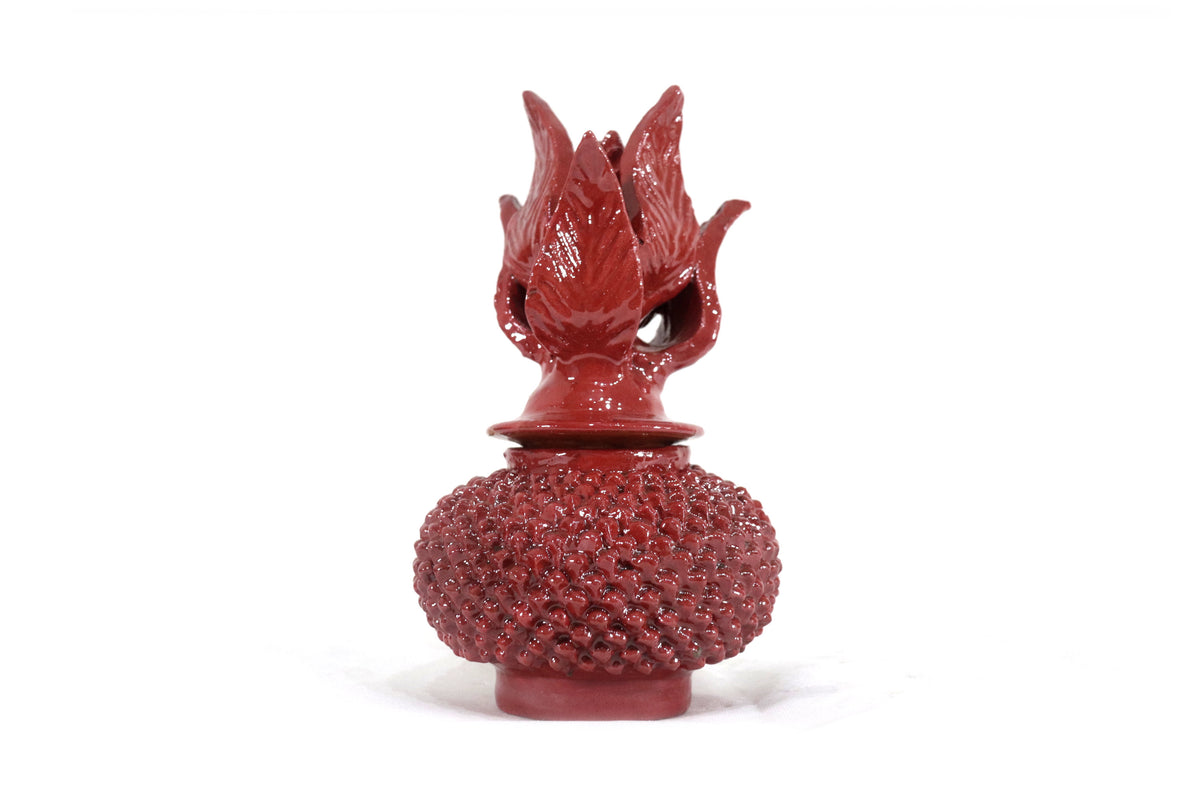 Piña roja de picos de barro vidriado - 22 cm. 8.6 in.
