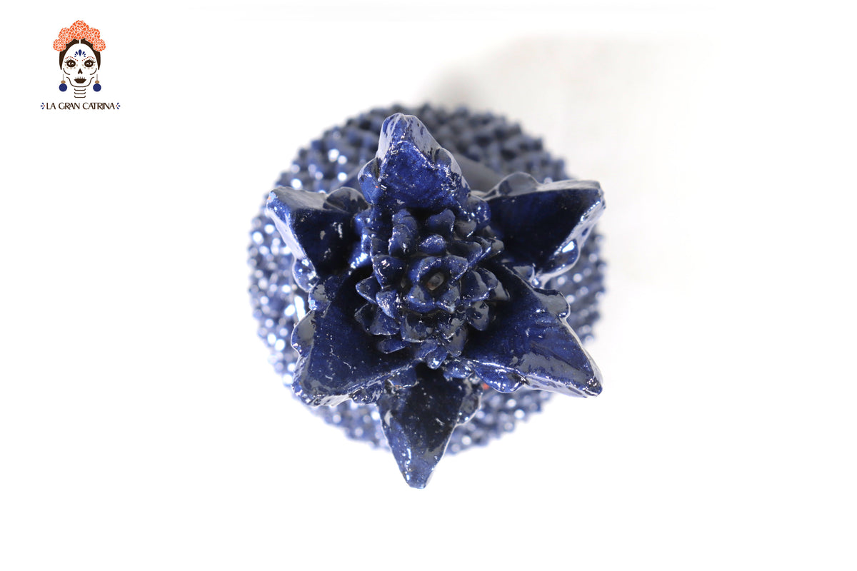 Piña michoacana de barro - Picos azules - 19 cm. 7.7 in.