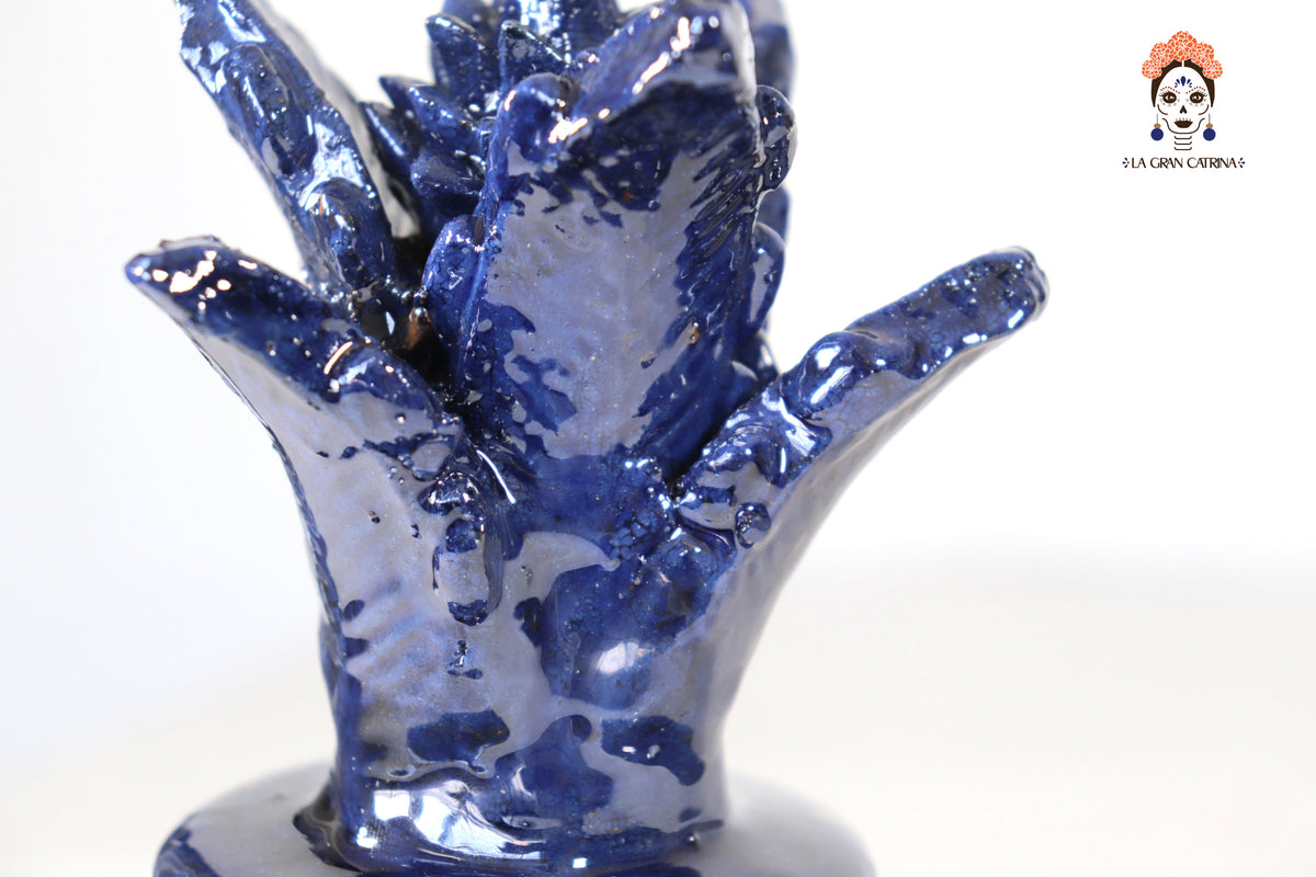 Piña michoacana de barro - Picos azules - 19 cm. 7.7 in.
