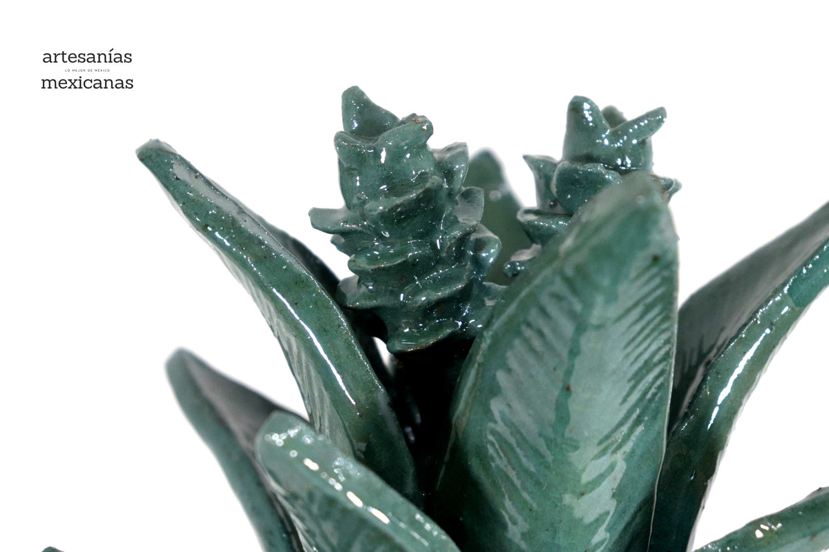 Piña michoacana de barro - Turquesa de picos - 32 cm. 13 in. - Sobre Pedido