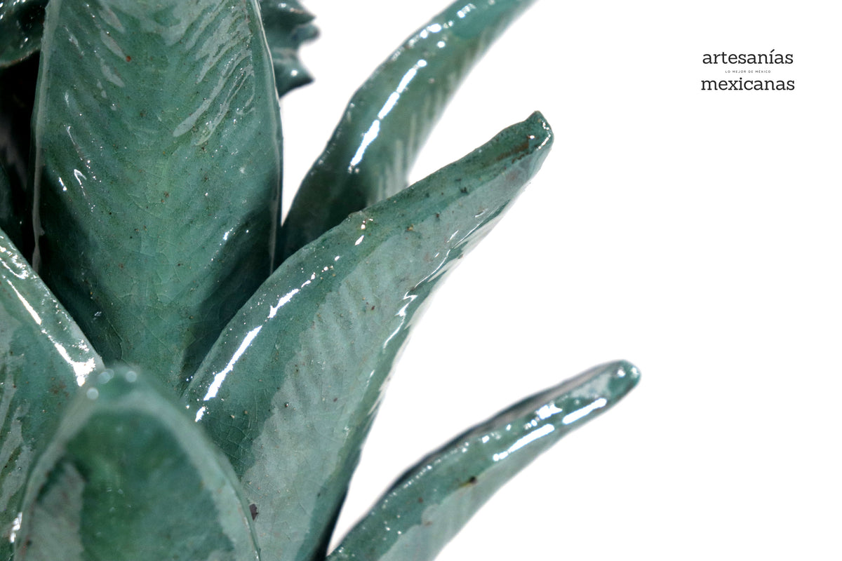 Piña michoacana de barro - Turquesa de picos - 32 cm. 13 in. - Sobre Pedido