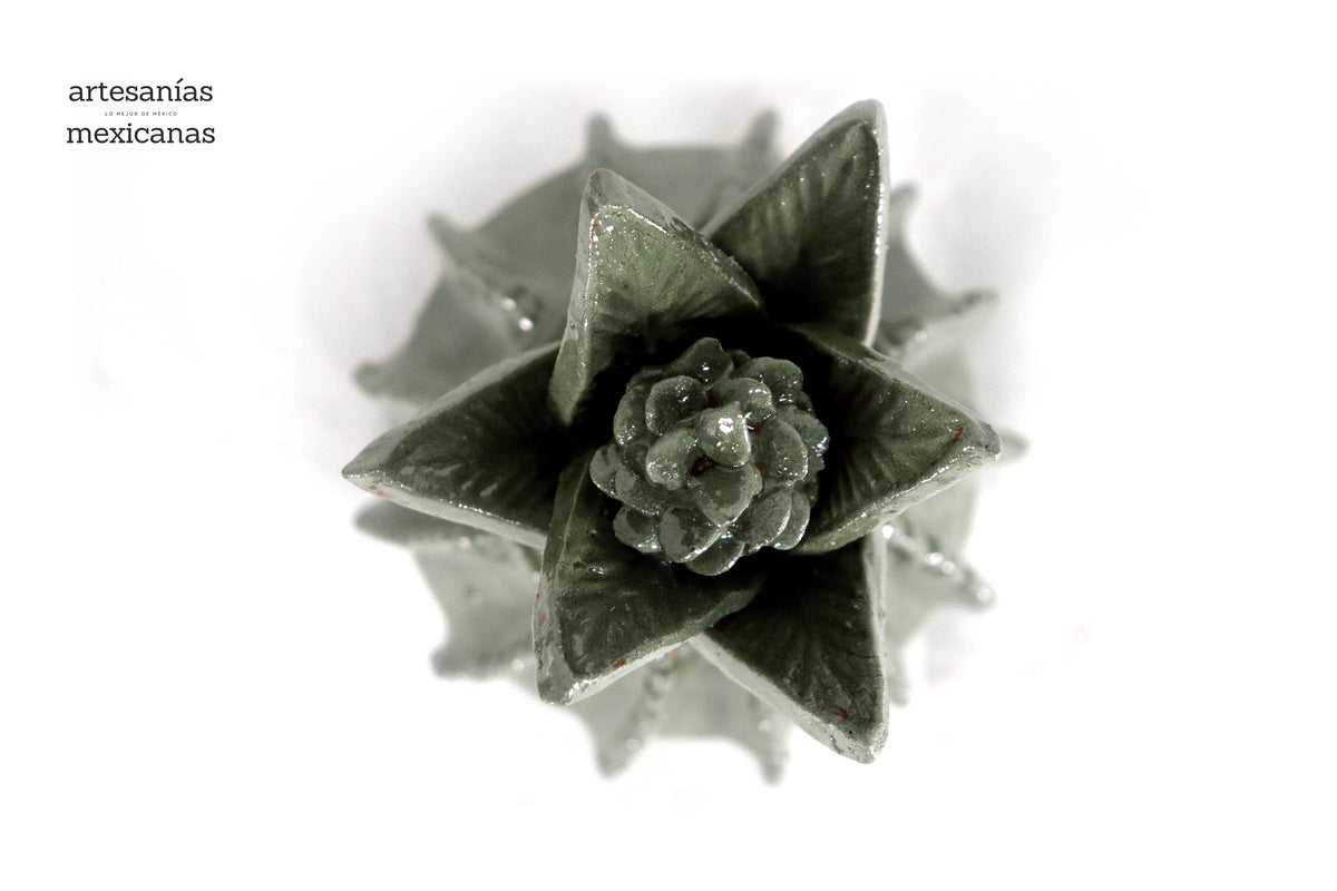 Piña michoacana de barro - Verde olivo pequeña biznaga - 19 cm. 7.7 in. - Sobre Pedido