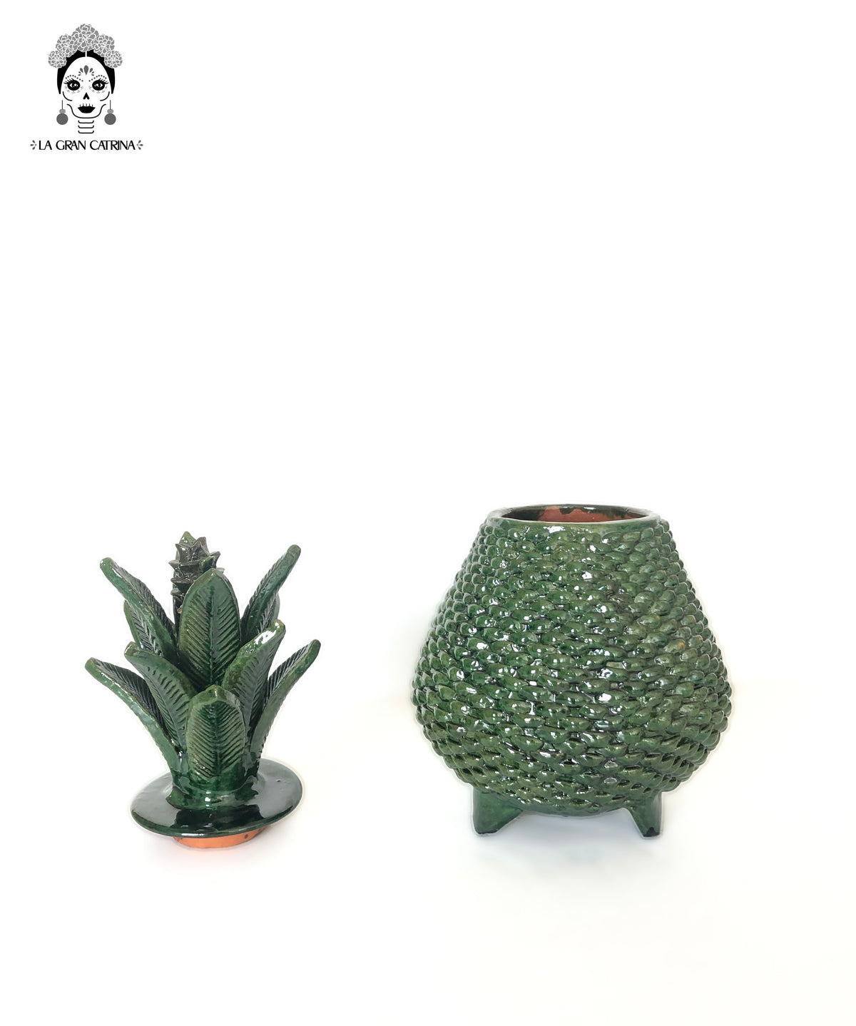 Piña michoacana de barro - Verde de ladrillos - 35 cm. 14 in. - Sobre pedido Sobre pedido