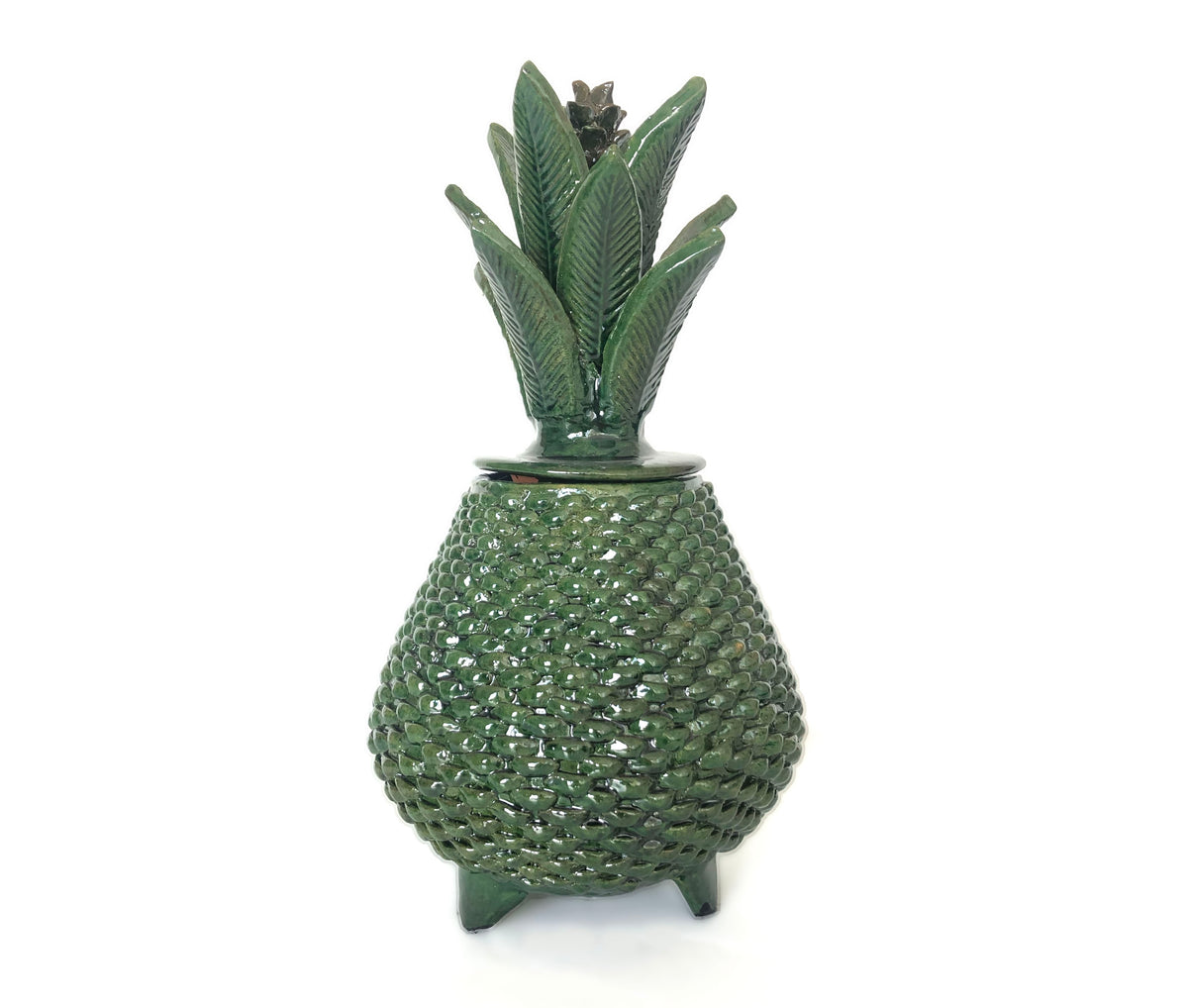 Piña michoacana de barro - Verde de ladrillos - 35 cm. 14 in. - Sobre pedido Sobre pedido