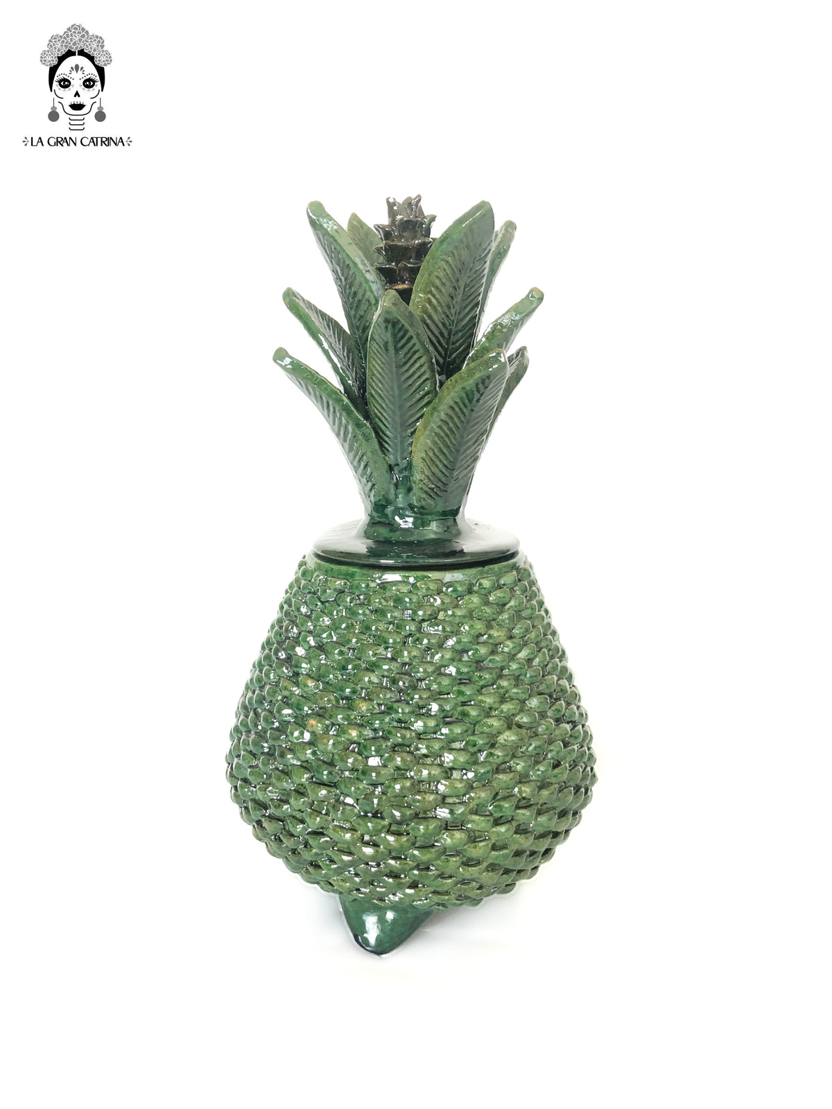 Piña michoacana de barro - Verde de ladrillos - 35 cm. 14 in. - Sobre pedido Sobre pedido