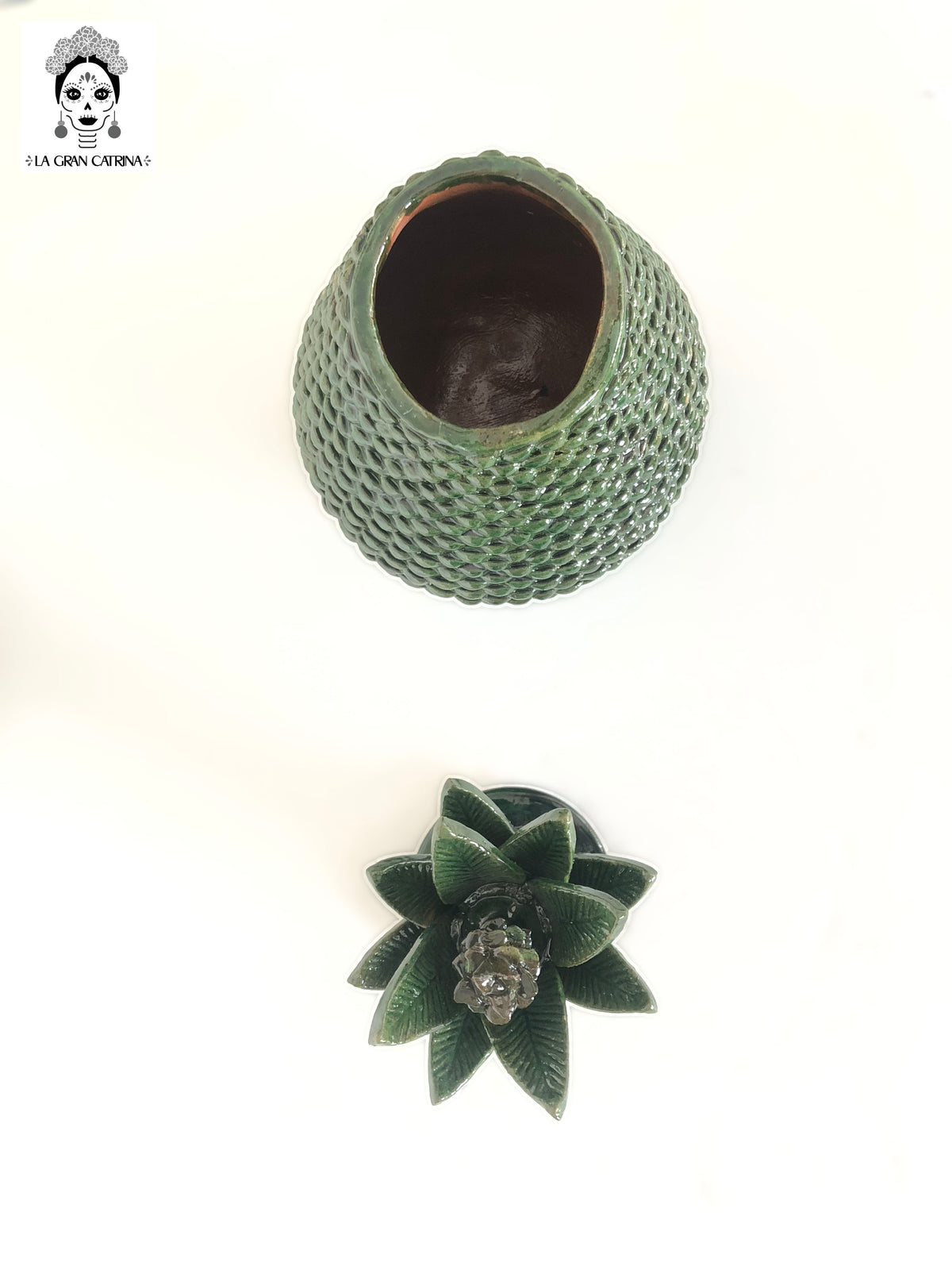 Piña michoacana de barro - Verde de ladrillos - 35 cm. 14 in. - Sobre pedido Sobre pedido