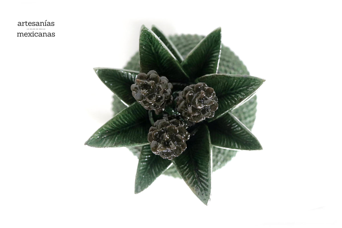 Piña michoacana de barro - Picos verdes - 50 cm. 20 in.
