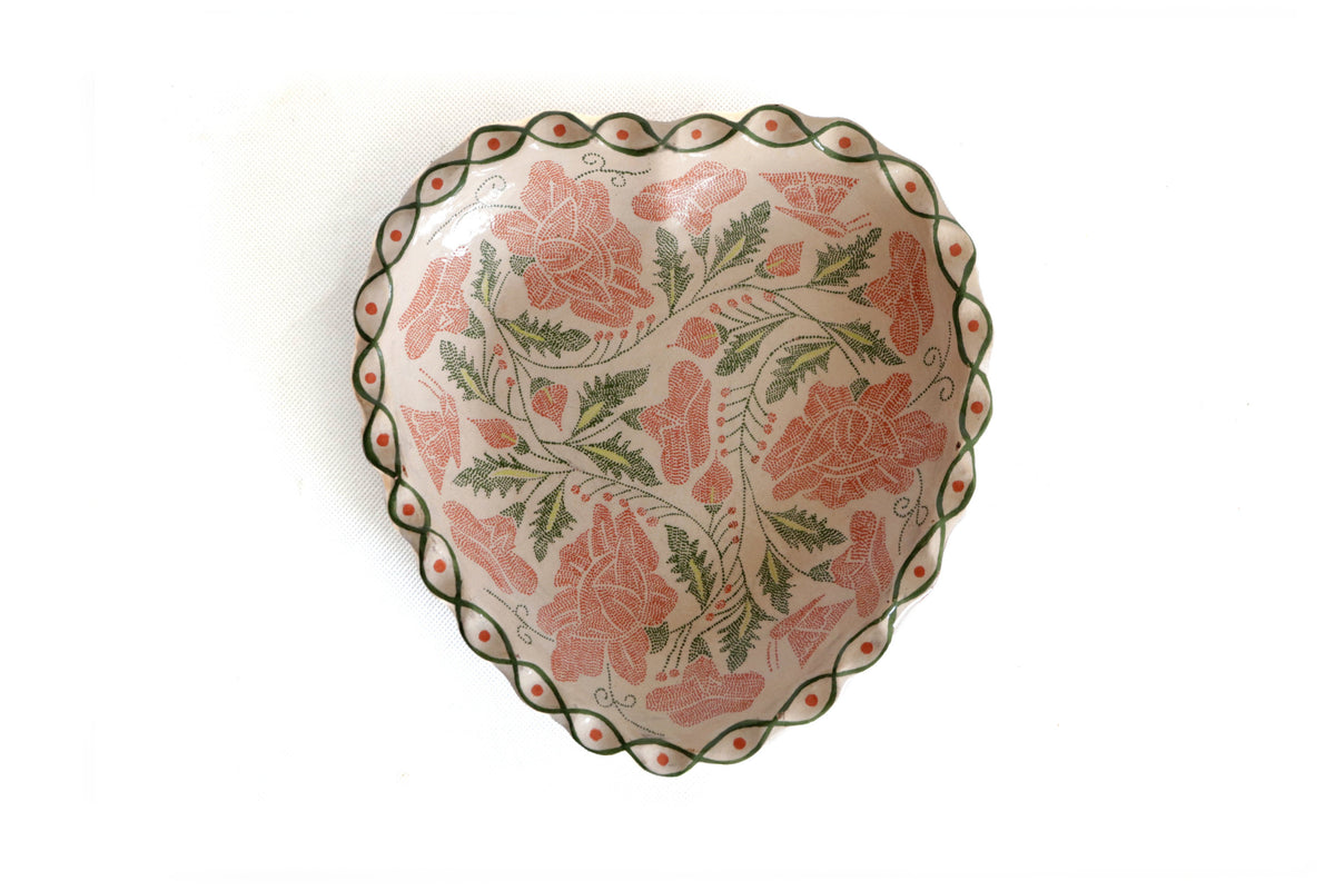 Plato pintado a mano - Rosas - 22.5 cm. Maceta