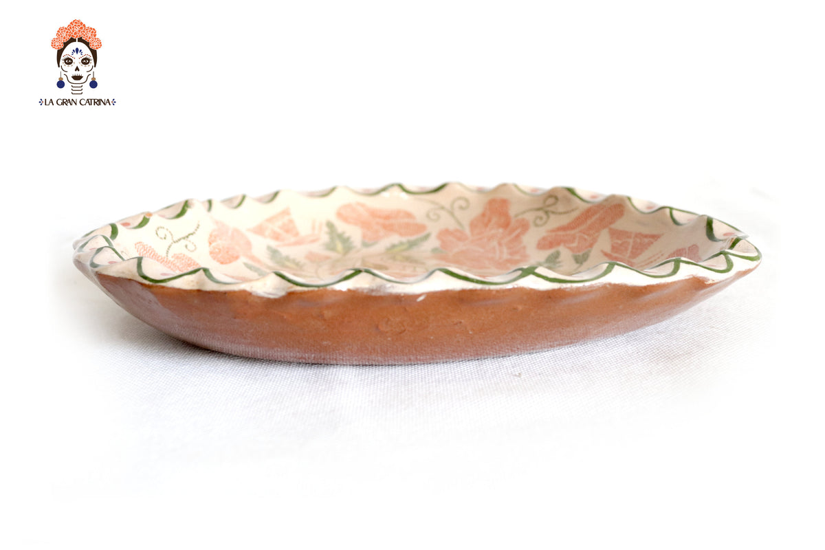 Plato pintado a mano - Rosas - 22.5 cm. Maceta