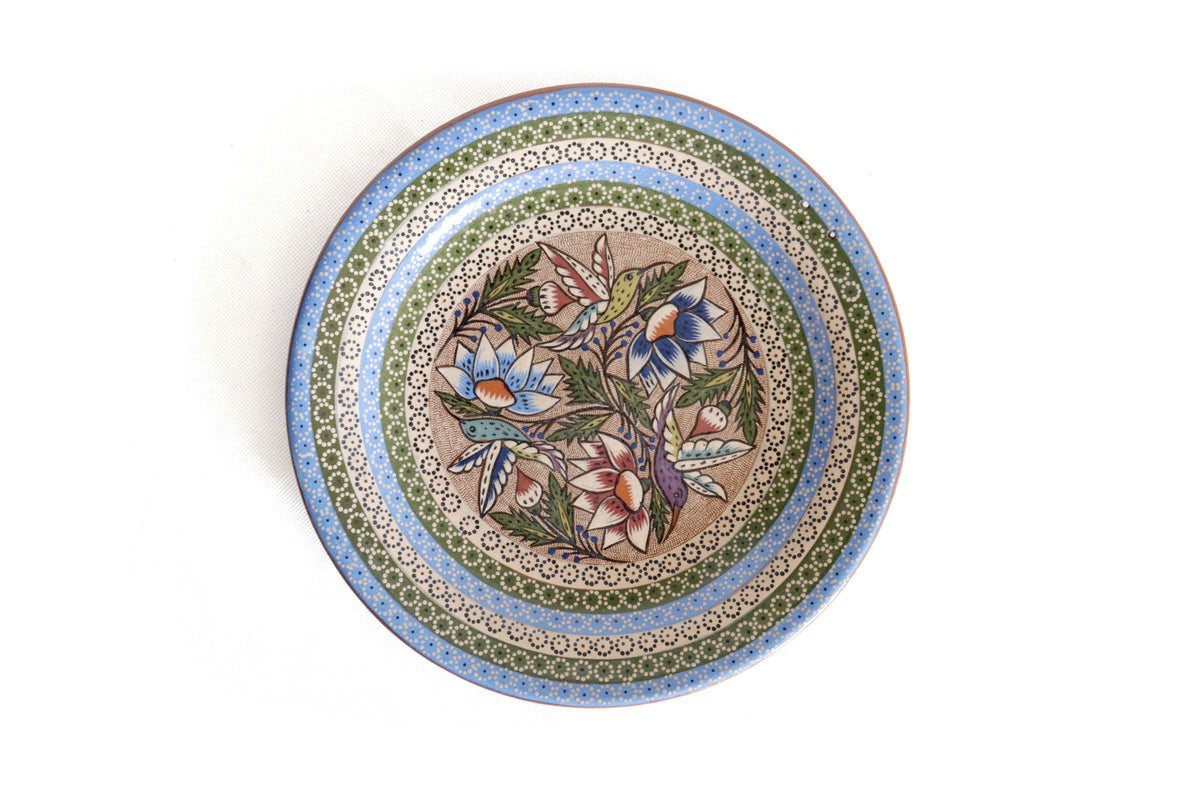 Plato de Flores y Colibríes - 27 cm. diámetro Maceta
