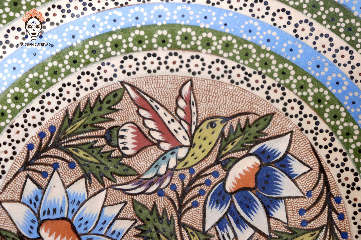 Plato de Flores y Colibríes - 27 cm. diámetro Maceta